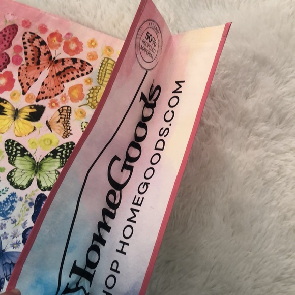 Reusable Shopping Bag Homegoods Rainbow Butterfly Design w/ Pink Handles NWT🛍️ - Picture 5 of 5